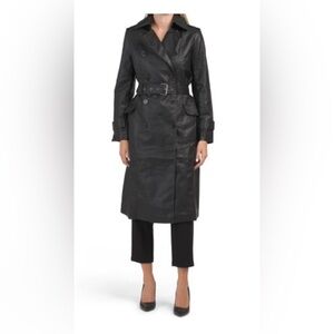 NEW MAX STUDIO Faux Leather Trench Coat XS NWT